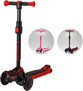 Youchee 3 Wheels Kick Scooter for Kids Ages 5-12, with Built-in LED Light-Up Wheels, Adjustable Handlebar, Non-Slip Deck a...
