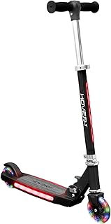 Hover-1 Lunar Kids Folding Kick Scooter with Color-Changing LED Light Up Wheels, Foot Brake, Adjustable Height Handle, and...