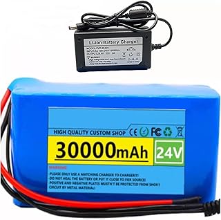 24V 30Ah Lithium Ion Electric Bike Battery, 7S3P Waterproof Li-ion Battery Pack with Charger and BMS,for Motor E-Bike Elec...